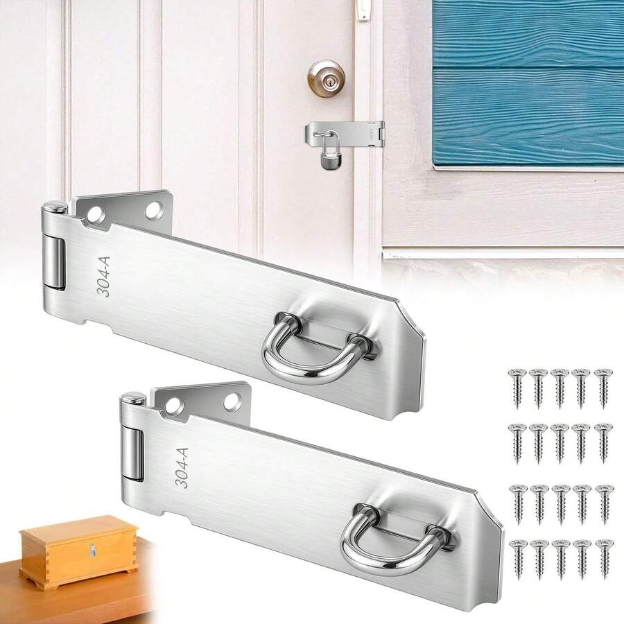 2X Überfalle Sicherheitsüberfalle Edelstahl Riegel Türriegel Vorhängeschloss - 2 Stück - Übersicht 1