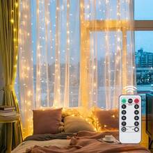 1pc USB Powered Curtain Lights, 600/300/200/100 LED String Lights, 8 Modes, Suitable For Birthday, Wedding, Party, Room, Window, Holiday Decor (Remote Control Batteries Not Included) - USB Plug - View 10