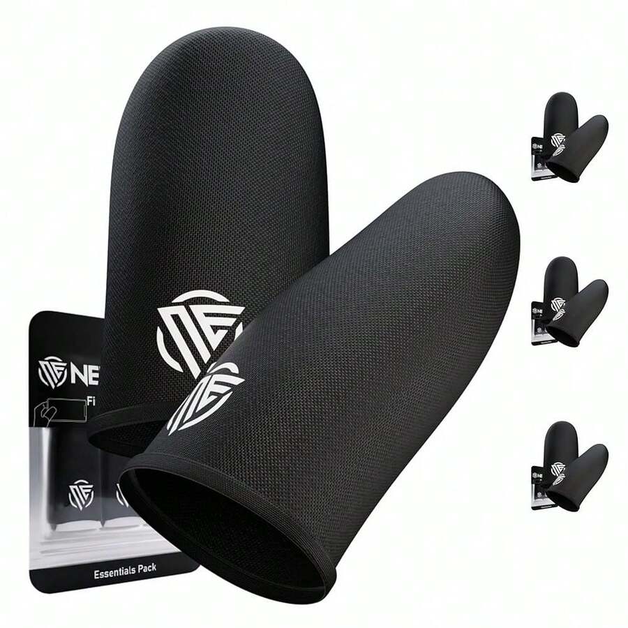 Finger Sleeves 6-Pcs,Ultra-Thin Carbon Fiber,Anti-Sweat & Anti-Slip,Universal For All Phones & Tablets - Black-essentials - View 1