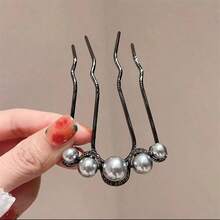 1pcs Elegant Faux Pearl Bun Maker - Special 4-Claw Comb, Suitable For Curly And Long Hair Styling Combs For Hair Side Comb, School Stuff, Wedding - 彩色 - 查看 5