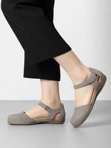 Rihero Women Orthopedic Closed Toe Sandals Arch Support Comfort Flat Casual Walking - Taupe - 查看 3