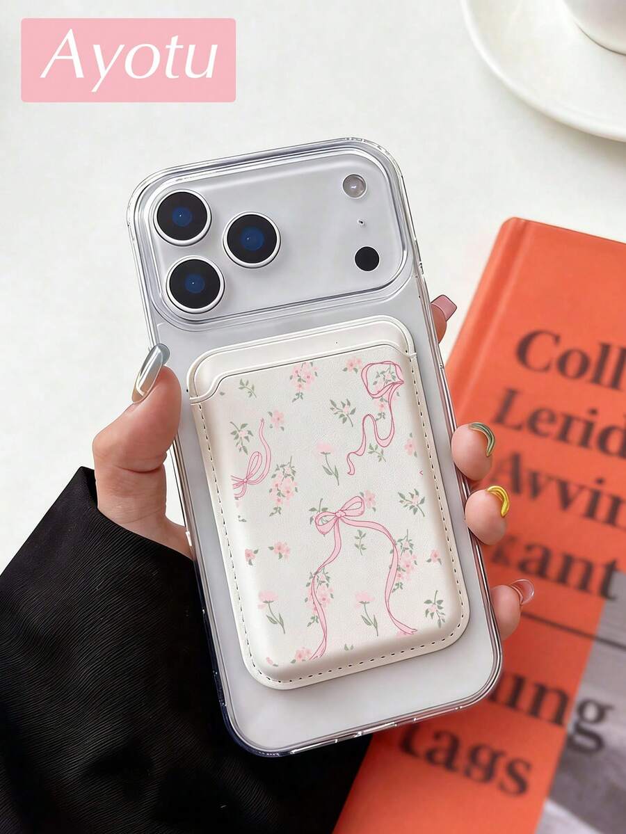 Ayotu 1 chiếc ốp lưng điện thoại kiêm ví từ tính hình hoa và nơ, tương thích với iPhone 12 13 14 15 16 Pro Max Plus Mini, có khe đựng thẻ, thích hợp làm quà tặng cho mẹ, gia đình, bạn bè, sinh nhật, lễ hội, có các màu hồng, trắng, xanh dương, đen, nâu.
