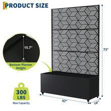 CuisinSmart Metal Planter Box With Trellis,Raised Garden Bed With Privacy Screen And Drainage Holes Idea For Climbing Plants, Vegetables & Vines - Họa tiết kính vạn hoa với bánh xe - Xem 2