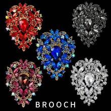 1/5 Broche de aleación con cristales de piedras preciosas, elegante y exagerado accesorio floral para ropa de mujer, mejor regalo para amigos - bandera - Ver 8