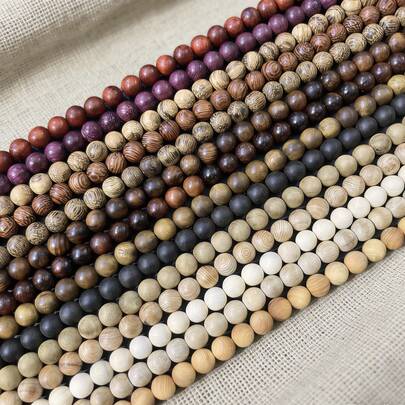 1 PC Natural Wood Tone Bead (0.4 - 1.0 Cm), Multi-Size & Multi-Color Options, Handmade Beading DIY Jewelry Material Pack