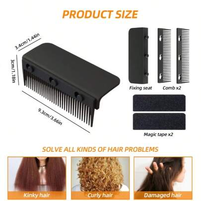 Detachable Straightening Comb/Flat Iron Attachment, Non-Electric Hairstyling Tool, Suitable For Normal Hair, Plastic Bristles, ABS Handle, Durable And Easy To Use, Suitable For Daily Hair Care And Styling