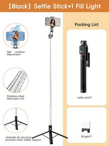 STICKMAG 27.2英寸/69厘米无线蓝牙自拍杆三脚架，带LED三档自拍灯，360°旋转不锈钢防抖，兼容 16/15/14/13/12/11e/Max/Pro/Xs/Xr/X/Plus、Galaxy S25/S24/S23/S22 Ultra及其他安卓智能手机，适合旅行和自拍 - 多色69cm - 查看 19