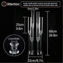 4pcs Acrylic Candelabra Centerpiece With 6 Adjustable Arms,Acrylic Candle Holder For Wedding Table Centerpieces,Elegant Home Decor - 透明 - 查看 2