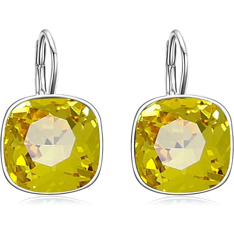 ¡RecomendadoAOBOCO - Aretes de plata esterlina adornados con cristales de Austria, aretes de vidrio cuadrados con corte de cojín, hipoalergénicos, joyería de aniversario de cumpleaños, regalos para mujeres¡Top de Temporada - Negro - - Ver 1