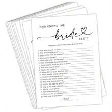 20Pcs Bridal Shower Games Who Knows The Bride Best What Did The Groom Say He Said She Said Advice And Wishes For Mr And Mrs Cards, Date Night Wedding Games For Guests Wedding Shower Decor Fun Activities For Weddings, Bridal Showers And Bachelorette Parties - trắng - Xem 2