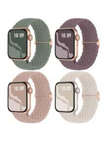 4条编织弹力单环表带，适用于38mm、40mm、41mm、42mm、44mm、45mm、46mm、49mm表盘尺寸，彩色实用尼龙弹力表带，兼容 Ultra 2、SE、11、10、9、8、7、6、5、4、3、2、1，适合作为学生返校礼物 - 46毫米 - 查看 21