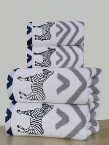 QIBHI 1/2/3 pièces en option, serviette de bain ou serviette de toilette en pur coton rayée et brodée, serviette de couple style pastoral zébré, absorbante et douce, convient pour la salle de bain, l'hôtel, la salle de sport, les voyages, les cadeaux, le salon, les sports, l'extérieur, la plage, l'école, la rentrée scolaire, les articles essentiels pour la maison, serviette, soins de la peau - Gris - Voir 3