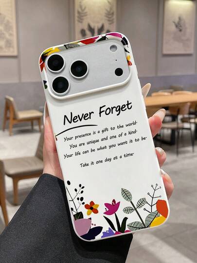 Funda de teléfono blanca brillante con lema inspirador de flores coloridas, adecuada para uso diario, recordatorio personal, regalo de cumpleaños, recuerdo de graduación, regalo del Día de la Madre/Día de la Mujer, compatible con iPhone/