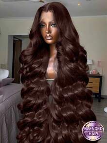 200% Density 28 Inch Natural Brown 13x4 Large Area HD Transparent Lace Front Wig, Pre-Trimmed Hairline, 28 Inch Wavy Human Hair Lace Front Wig, Suitable For Daily Wear Or Occasions - Brown - View 2