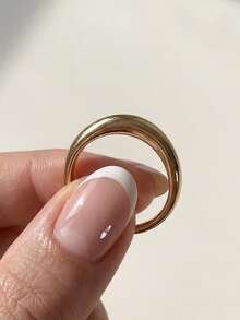 Stylever 1枚简约925纯银微弯戒指，时尚珠宝礼品，适合派对和生日佩戴 - 金色 - 查看 5