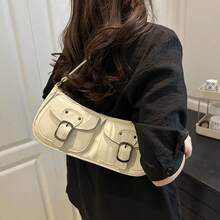 Vintage Women's Underarm Bag With Double Pockets, Y2K Style Zipper Top Handle Bag, Casual Harajuku Shoulder Bag, Hobo Design Multi-Pocket Top Handle Bag, Zipper Closure, Punk Style Crossbody Bag. Perfect For Daily Matching, Travel And Parties, An Ideal Gift Choice - Nhiều màu - Xem 8