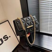 Women's New  Quilted Solid Color Chain Small Square Bag, Minimalist Fashion Shoulder Crossbody Bag - 彩色 - 查看 1