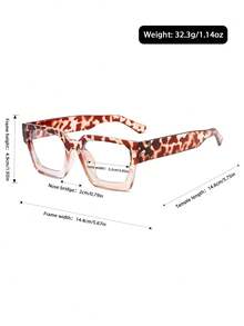 2pcs Retro Square Frame Women's Eyeglasses, Versatile, Suitable For Office, Commute, Study And Other Casual Scenes, Leopard Print, All Season - 2PCs - View 5