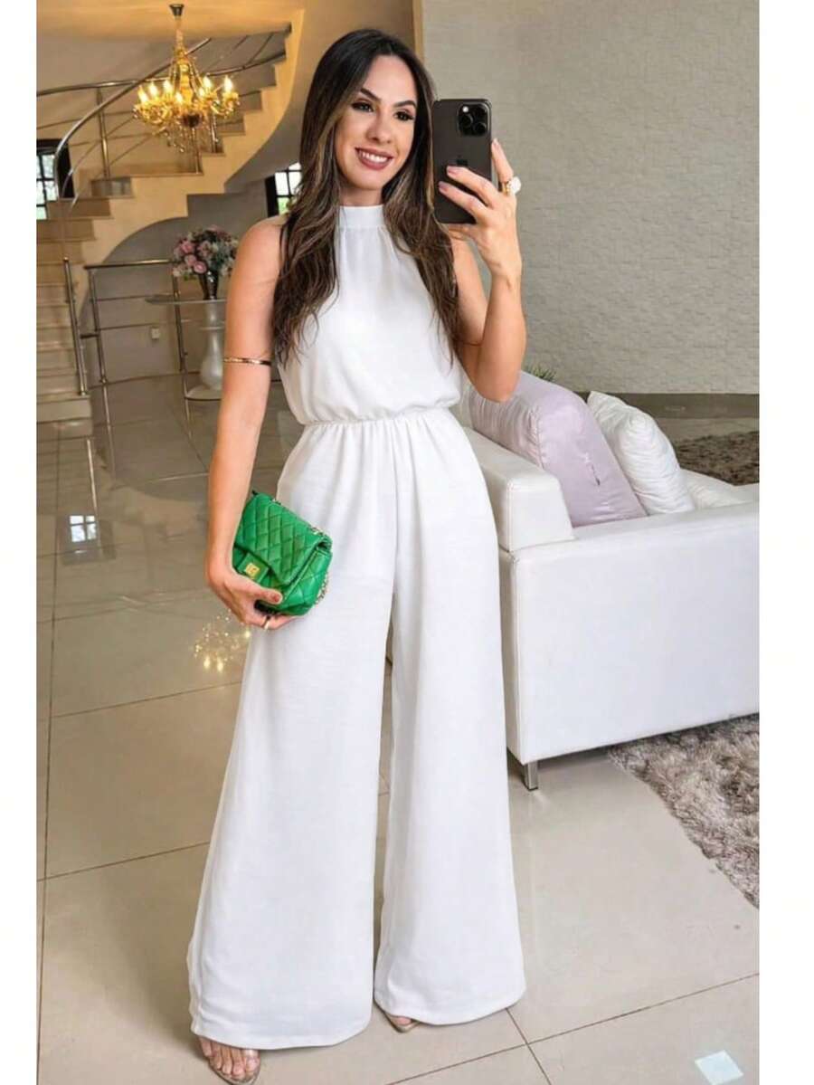 Jumpsuit Fabric: Dune, Bare Shoulder - 白色 - 查看 1