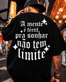 Men's Casual T-Shirt With Motivational Slogan Print – Street Style, Premium 100% Cotton Fabric, Immediate Shipping, PROMOTION - màu đen - Xem 1