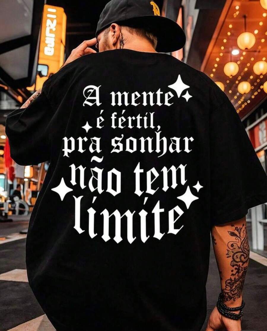 Men's Casual T-Shirt With Motivational Slogan Print – Street Style, Premium 100% Cotton Fabric, Immediate Shipping, PROMOTION - màu đen - Xem 1