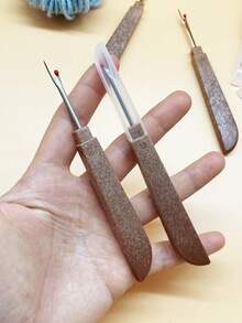 Sharp Seam Ripper Set, 1pc / 5pcs Optional, Non-Slip Handle With Protective Cap, Embroidery, Cross Stitch And DIY Craft Tool, Suitable For Cross Stitch Correction, Home Clothing Repair And Various Embroidery Crafts - Brown Quick-release Suture - View 5
