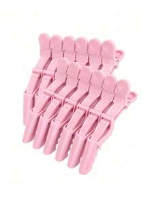 6/12Pcs Pink Salon Crocodile Hair Clips, Non-Slip Duckbill Sectioning Clamps & Seamless Bangs Clips, Professional Makeup Positioning & Hair Styling Tools, Multi-Function Barber Accessories For Women - Multicolor - View 7