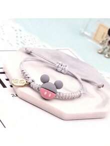 1条手工串珠卡通手链，可调节，饰有水钻，糖果色，适合女性和情侣佩戴，可作派对饰品、小礼物、生日和节日派对配饰，可调节水钻装饰手链，适合作为送给女孩和朋友的礼物。 - 彩色 - 查看 14