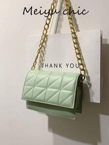 Bolso de hombro para mujer, bolso de cadena, bolso cuadrado mini, bolso acolchado, bolso mini ligero, adecuado para ir al trabajo, casual, combinación diaria, citas, trabajo, estudiante y otras ocasiones - Verde - Ver 1