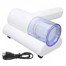 Aspiradora De Mano Inalámbrica Anti-Ácaros 20000Pa Potente Limpiador De Colchón Cama Sofá Deshumidificación USB - Blanco - Ver 5