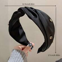 French Luxury Satin Crystal Crossed Headband, Elegant Hair Hoop, Minimalist Design, Versatile For Daily Wear, Fresh And Sweet, Travel Essential, Women Hair Accessory, Suitable For New Year, Valentine's Day Beauty Home Hair Accessories - Black - View 4