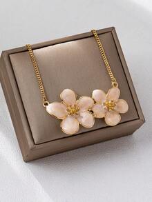 1 pieza Collar de flor de metal con efecto de goteo versátil y de moda, adecuado para la playa, citas, y uso en verano - color claro - Ver 5