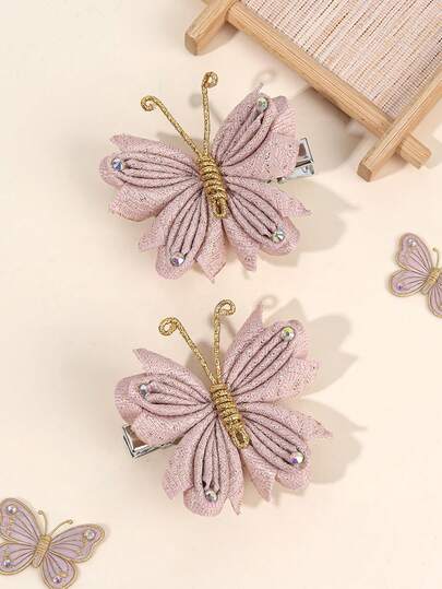 2 chiếc kẹp tóc hình bướm màu hồng cho bé gái, đính đá lấp lánh, kẹp cá sấu, kẹp tóc hình bướm tinh tế, kẹp tóc thanh lịch, kẹp tóc đi nghỉ mát, kẹp tóc hàng ngày/làm quà tặng, phụ kiện tóc cho tuổi teen.