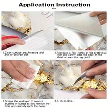 1 tấm giấy dán tường chống thấm nước họa tiết vân đá cẩm thạch vàng | Chất liệu vinyl tự dính, thích hợp cho tường bếp, mặt bàn, trang trí phòng khách và phòng ngủ, họa tiết hoa từ sàn đến trần, có thể tháo rời. - 1PC - Xem 8