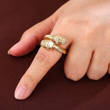 1件装时尚鼓槌形交叉对称设计人造可调节开口环 - 彩色 - 查看 11