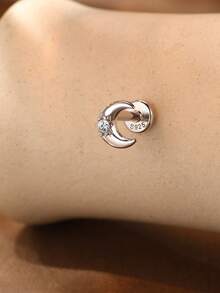 1件925纯银莫桑石钻石星月平底耳环，适合日常佩戴、婚礼、派对、订婚、周年纪念、情人节等场合，奢华珠宝 - 銀色 - 查看 6