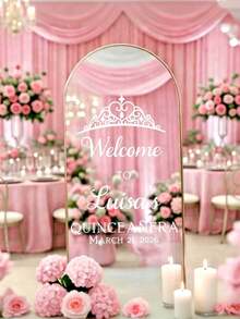 1pc - Customized Wedding Mirror Decal. Welcome To Our Wedding Entrance Sign. Customized Vinyl Mirror Decal, DIY Wedding Decoration Wedding Sticker, Customized Mirror Engraved Sticker, Customized Wedding Welcome Sticker. Wedding Mirror Sign. Wedding Supplies. Wedding Decoration. Elegant Vinyl Decor - Multicolor - View 3
