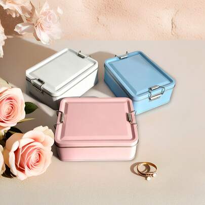14.5 x 11 x 6厘米/5.7 x 4.3 x 2.4英寸 马卡龙色收纳盒，柔粉色、天蓝色和云白色，风格优雅的装饰收纳盒，桌面首饰收纳盒，家用化妆品和小饰品收纳盒，畅销的美观小收纳罐，适用于卧室和客厅，可存放首饰、发饰和糖果，以及户外露营零食和湿巾。轻巧、时尚、整洁！