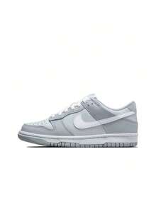 Nike Dunk 皮革休闲舒适防滑耐穿低帮儿童滑板鞋，灰白色 - 灰白色 - 查看 13