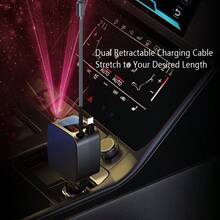 TAFDIUR 1pc Car Charger With Starry Sky Projector Light, Retractable Cable, Fast Charging Metal Car Charger, 5-In-1 Retractable Cigarette Lighter Car Charger - 5-in-1 Black (with Starry Sky Lighting) - View 6