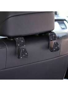 These Car Seat Back Hooks Feature Sparkling Rhinestone Inlay That Adds A Touch Of Luxury And Bling To Your Car Interior, Instantly Elevating The Aesthetic Of Your Vehicle. The Creative Invisible Foldable Design Tucks Flat Against The Seat Back When Not In Use-No Bulky Protrusions, Keeping Your Car Neat And Sleek. - Multicolor - View 3