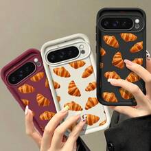携帯電話ケース - 楽しいクロワッサンデザインのソフトケース、4色展開、 Pixel 9、Pixel 9 Pro、Pixel 9 Pro XLに対応、落下防止機能付きき。  Pixel 8A、9A、10、 11/12/13/14/15/15pro/15 Plus/15 Promax/11pro/12pro/13pro/14pro/12mini/13mini/11promax/12promax/13promax/14promax/14plus/5に対応。 - バーガンディ - チェックする 7