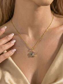 1 chiếc dây chuyền mặt dây chuyền hình tròn bằng thép không gỉ mạ vàng, kiểu dáng sang trọng, cổ điển, tối giản, thời trang, đa năng dành cho nữ, phù hợp cho dạo phố, hàng ngày, ngày lễ, tiệc tùng (Đóng gói trong túi OPP) - Vàng - Xem 7