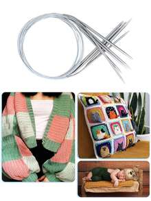 3支/9支装不锈钢环形针（80厘米长） - 毛衣编织针，适合初学者和经验丰富的钩针编织者 - 全不銹鋼環形毛衣針 - 查看 8