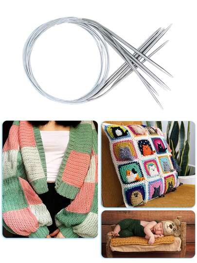 Bộ 3/9 kim đan tròn bằng thép không gỉ (dài 80cm) - Kim đan áo len, dụng cụ móc len - Phù hợp cho người mới bắt đầu và người đam mê móc len có kinh nghiệm.