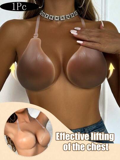 Reggiseno adesivo in silicone stile collo per signore, reggiseno invisibile, biancheria intima da donna, solleva il seno, previene il cedimento, copricapezzoli da donna, copricapezzoli adesivi, adatto per appuntamenti, vacanze, spiagge, fotografia di matrimonio, abbigliamento formale, abiti, outfit senza schienale