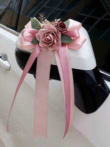 1pc Rose Fabric Decorative Flower, Suitable For Wedding, Car Rearview Mirror, Door Handle, Chair Back Etc., With Suction Cup, Valentine's Day Gift - Multicolor - View 7