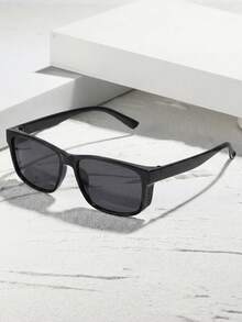 1 par de gafas de moda rectangulares negras, adecuadas para fiestas, salidas, accesorios de playa de verano, regalos del Día de San Valentín, fiestas y otras ocasiones - negro gris - Ver 2