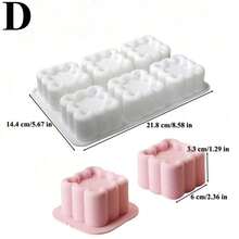 Khuôn làm bánh mousse 6 ngăn chống dính, dụng cụ làm bánh DIY, khuôn silicon để nướng bánh, khuôn bánh mousse sô cô la hình hoa, trái tim, ngôi sao, bộ khuôn nướng sô cô la nhiều ngăn có rãnh, cốc đựng bánh ngọt tráng miệng tái sử dụng, dụng cụ làm bánh cưới trong nhà bếp. - Nhiều màu - Xem 11