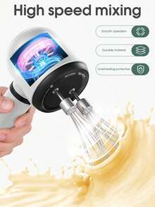 Handheld Electric Cream Mixer, Portable Powerful Egg Beater For Home Use, Mini Stainless Steel Electric Hand Mixer For Whipping Cream, Cake Batter, Coffee, Milk Tea, Suitable For Whipping Cream, Cake, Batter Mixing, Easy To Clean, Multi-Purpose Kitchen Tool - White - View 7